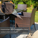 MFSTUDIO 3-teilige Bistro-Garnitur mit Sonnenschirmtisch und Gepolsterten Rattan-Esszimmerstühlen