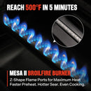 INFRARED-PRO 4-Brenner Propangas grill mit Advanced Broil Zone, Edelstahl Outdoor Mesa 2 Barbecue Grill, klappbare Seitenablagen, 500°F in 5 Min, schneller Aufbau, Mesa II 410FBZ