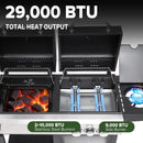 GuardPro Gas- und Holzkohlegrill-Kombination mit Seitenkocher, 29.000 BTU · Grillabdeckung inklusive · Gusseisenrost · verstellbare Holzkohleschale · große Grillfläche · viel Stauraum