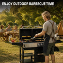 GuardPro Gas- und Holzkohlegrill-Kombination mit Seitenkocher, 29.000 BTU · Grillabdeckung inklusive · Gusseisenrost · verstellbare Holzkohleschale · große Grillfläche · viel Stauraum
