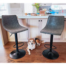 PHI VILLA Quadratische Höhenverstellbare Drehbare Barhocker aus Leder und Metall, 2er-Set