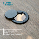 PHI VILLA 7-teiliges Terrassen-Ess-Set mit Tisch in Holzoptik und 6 Gepolsterten Stühlen aus Rattan