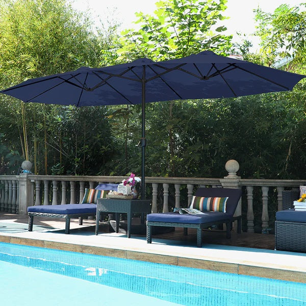 PHI VILLA 15 Fuß Doppelseitiger Extra Großer Zwillingsschirm für die Terrasse