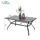 PHI VILLA 7-teiliges Terrassen-Ess-Set mit Rechteckigem Terrassentisch und 6 Stapelbaren Metallstühlen