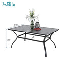 PHI VILLA 7-teiliges Terrassen-Ess-Set mit Rechteckigem Terrassentisch und 6 Stapelbaren Metallstühlen