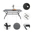 PHI VILLA 7-teiliges Terrassen-Ess-Set mit Rechteckigem Terrassentisch und 6 Stapelbaren Metallstühlen