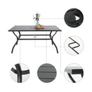 PHI VILLA 7-teiliges Terrassen-Ess-Set mit Rechteckigem Terrassentisch und 6 Stapelbaren Metallstühlen