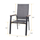 PHI VILLA Stapelbare Terrassenstühle aus Textilene mit Armlehnen in Holzoptik, 2er-Set