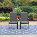 PHI VILLA  Rattan Metall Esszimmerstühle für Terrassen, 2er-Set