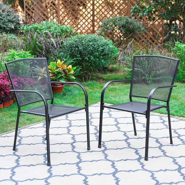 MFSTUDIO 2-teilige Outdoor Feste Metallgitter Esszimmerstühle