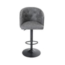 PHI VILLA EInstellbarer Drehbarer Barhocker aus PU-Leder mit Rückenlehne und Armlehne, Sitzhöhe 25"-33"