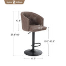 PHI VILLA EInstellbarer Drehbarer Barhocker aus PU-Leder mit Rückenlehne und Armlehne, Sitzhöhe 25"-33"