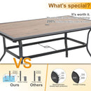 PHI VILLA 7-teilige Terrassen-Essgruppe mit Tisch in Holzoptik und 6 Stapelbaren Stühlen aus Metall und Stahl
