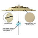 PHI VILLA 10 Fuß 3-Stöckiger Doppelt-Belüfteter Terrassenschirm mit Automatischer Neigung