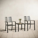 PHI VILLA 3-teiliges Outdoor-Bistro-Set mit Beistelltisch und 2 Stapelbaren Stühlen