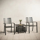 PHI VILLA 3-teiliges Terrassen-Bistro-Set mit Sonnenschirm-Basistisch und 2 Stapelbaren Stühlen