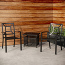 PHI VILLA 3-teiliges Terrassen-Bistro-Set mit Sonnenschirm-Basistisch und 2 Stapelbaren Stühlen