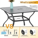 PHI VILLA 5-teiliges Terrassen-Ess-Set mit Quadratischem Stahltisch und Gepolsterten Textilene-Stühlen mit Hoher Rückenlehne