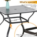 PHI VILLA 5-teiliges Terrassen-Ess-Set mit Quadratischem Stahltisch und Gepolsterten Textilene-Stühlen mit Hoher Rückenlehne