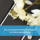 PHI VILLA Quadratischer Terrassentisch aus Metall und Stahl mit Schirmloch