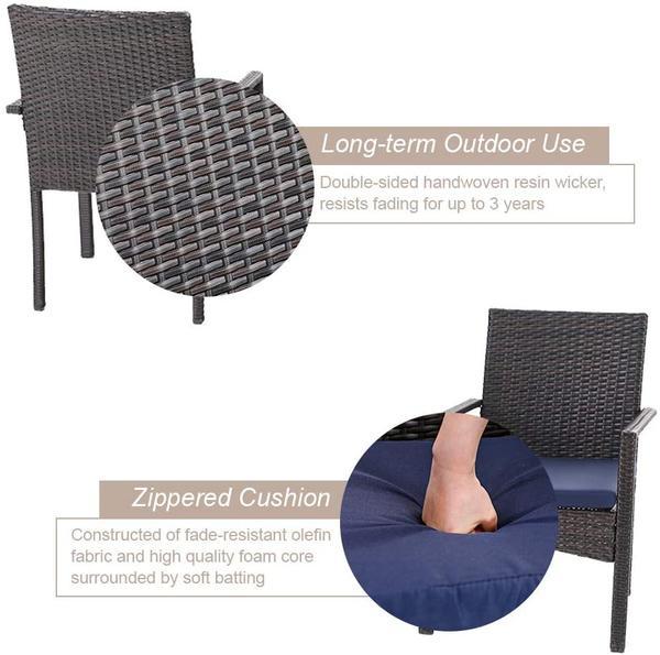 PHI VILLA 7-teiliges Terrassen-Ess-Set mit Tisch in Holzoptik und 6 Gepolsterten Stühlen aus Rattan