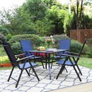 Sophia & William 5-teiliges Terrassen-Ess-Set mit Quadratischem Stahltisch und Faltbaren Sling-Stühlen aus Textilene