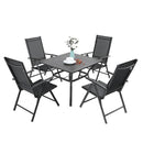 Sophia & William 5-teiliges Terrassen-Ess-Set mit Quadratischem Stahltisch und Faltbaren Sling-Stühlen aus Textilene