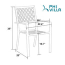 PHI VILLA 3-teiliges Terrassen-Bistro-Set mit Sonnenschirm-Basistisch und 2 Stapelbaren Stühlen