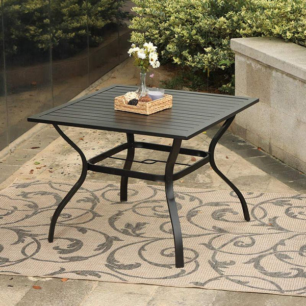 Phi Villa Quadratischer Terrassentisch aus Metall und Stahl mit Schirmloch