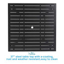 PHI VILLA 5-teiliges Terrassen-Ess-Set mit Quadratischem Stahltisch und Festen Stühlen aus Aluminium und Textilene