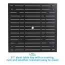 PHI VILLA 5-teiliges Terrassen-Ess-Set mit Quadratischem Stahltisch und Gepolsterten Textilene-Stühlen mit Hoher Rückenlehne