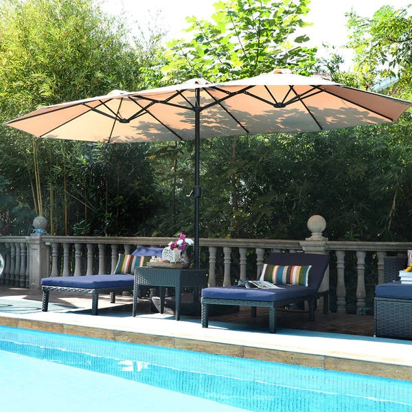 PHI VILLA 13 Fuß Doppelseitiger Terrassenschirm für den Außenbereich