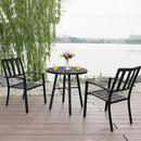 PHI VILLA Bistro-Set aus Metall für den Außenbereich, Bestehend aus 1 Runden Tisch und Stapelbaren Stühlen