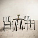 PHI VILLA Bistro-Set aus Metall für den Außenbereich, Bestehend aus 1 Runden Tisch und Stapelbaren Stühlen