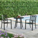 PHI VILLA Bistro-Set aus Metall für den Außenbereich, Bestehend aus 1 Runden Tisch und Stapelbaren Stühlen