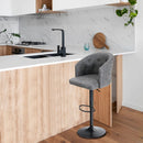 PHI VILLA EInstellbarer Drehbarer Barhocker aus PU-Leder mit Rückenlehne und Armlehne, Sitzhöhe 25"-33"