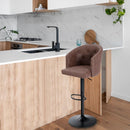 PHI VILLA EInstellbarer Drehbarer Barhocker aus PU-Leder mit Rückenlehne und Armlehne, Sitzhöhe 25"-33"