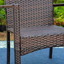 PHI VILLA 7-teiliges Terrassen-Ess-Set mit Tisch in Holzoptik und 6 Gepolsterten Stühlen aus Rattan