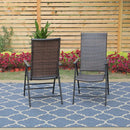 MFSTUDIO Vormontierte Einstellbare Klappbare Rattan Liegestühle mit Hoher Rückenlehne, 2er-Set