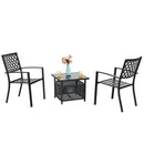 PHI VILLA 3-teiliges Terrassen-Bistro-Set mit Sonnenschirm-Basistisch und 2 Stapelbaren Stühlen