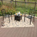 PHI VILLA 3-teiliges Terrassen-Bistro-Set mit Sonnenschirm-Basistisch und 2 Stapelbaren Stühlen