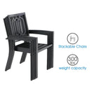 PHI VILLA 7-teilige Terrassen-Essgruppe mit Tisch in Holzoptik und 6 Stapelbaren Stühlen aus Metall und Stahl