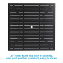 PHI VILLA Quadratischer Terrassentisch aus Metall und Stahl mit Schirmloch