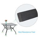 PHI VILLA Quadratischer Terrassentisch aus Metall und Stahl mit Schirmloch