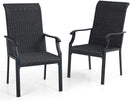 PHI VILLA  Rattan Metall Esszimmerstühle für Terrassen, 2er-Set