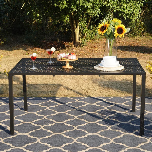 PHI VILLA Rechteckiger Hohler Esstisch aus Stahlgeflecht für Terrasse