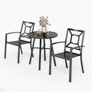 PHI VILLA Bistro-Set aus Metall für den Außenbereich, Bestehend aus 1 Runden Tisch und Stapelbaren Stühlen