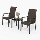 PHI VILLA 3-teiliges Terrassen-Bistro-Set mit Rattan-Esszimmerstühlen und Kleinem Quadratischem Beistelltisch