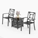 PHI VILLA 3-teiliges Terrassen-Bistro-Set mit Sonnenschirm-Basistisch und 2 Stapelbaren Stühlen