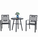 PHI VILLA Bistro-Set aus Metall für den Außenbereich, Bestehend aus 1 Runden Tisch und Stapelbaren Stühlen